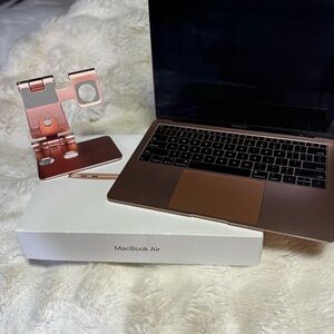 Rose Gold Apple MacBook Air 13-inch with  watch/phone stand in Great Condition